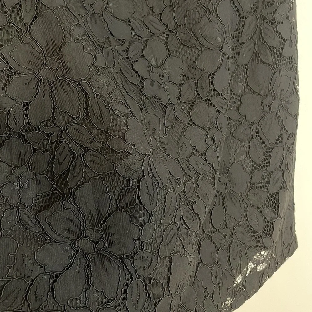 NWT Chaps Polo Lace Skirt 10 Black Pencil Knee Floral Classic Careerwear - Picture 4 of 12
